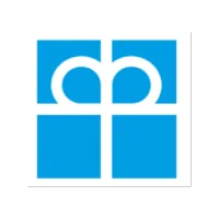 Blaues Geschenkbox-Logo mit weißem Schleifendesign
